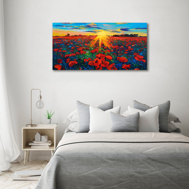 Field Of Poppies - No Frame Print, Canvas, 70cm H x 140cm W x 2cm D