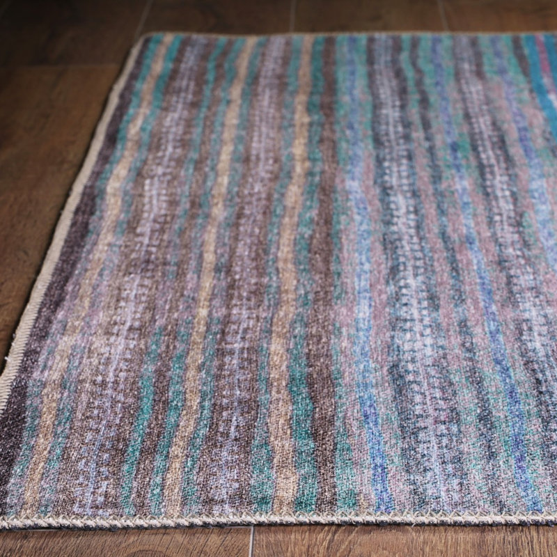 Tapis luxueux lavable à la machine, 4,9 x 7,5 pieds, 100% polyester, 1850 g / m², hauteur des poils: 0,2 pouce | Envers écologique en polyester recyclé | Parfait pour le salon et la chambre à coucher, conception douce et durable