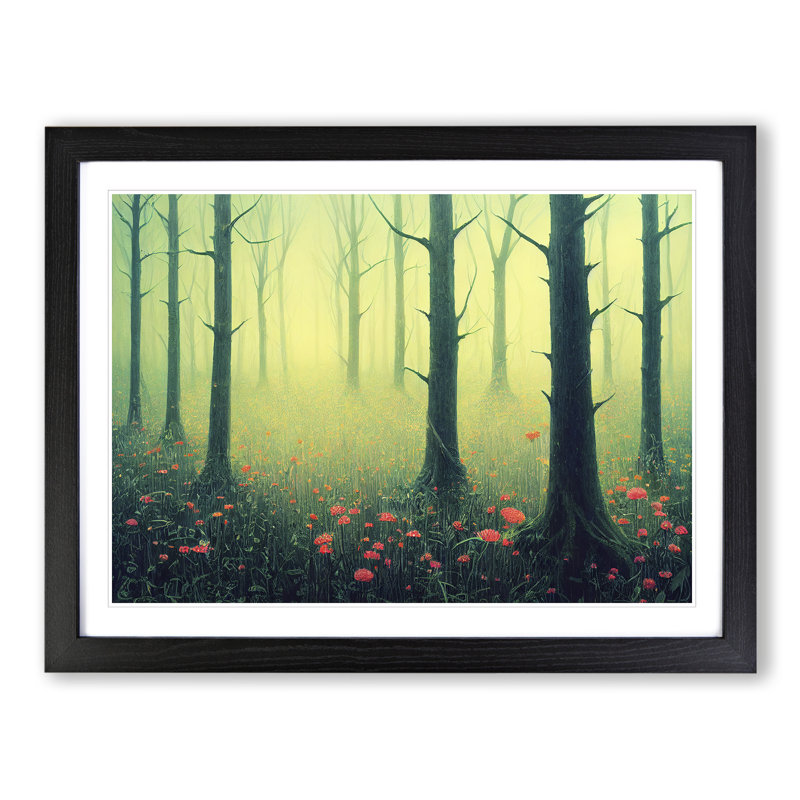 Fabulous Spring Forest 1 Piece Single Picture Frame Wall Art, 25cm H x 34cm W x 2cm D, Black Framed