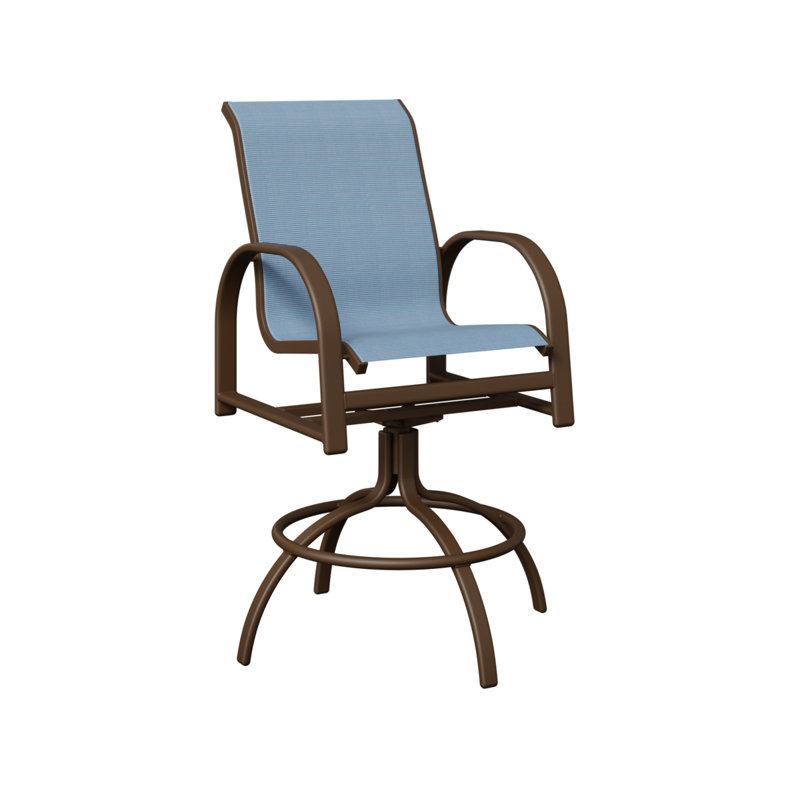 Chaise de bar pivotante Berlin Gardens, Dupione près de la piscine, Filon de bois mesquite