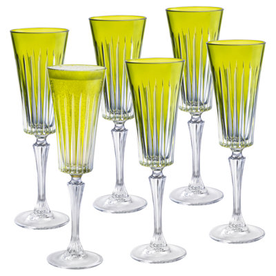 Flûtes à champagne colorées - Ensemble de 6 à 7 oz - Fabriqué en Europe