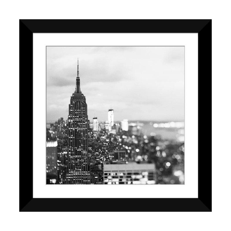 «New York Noir», reproduction de photo sur toile tendue, Papier d'art encadré noir, Blanc, H 24 po x l 24 po x P 1 po