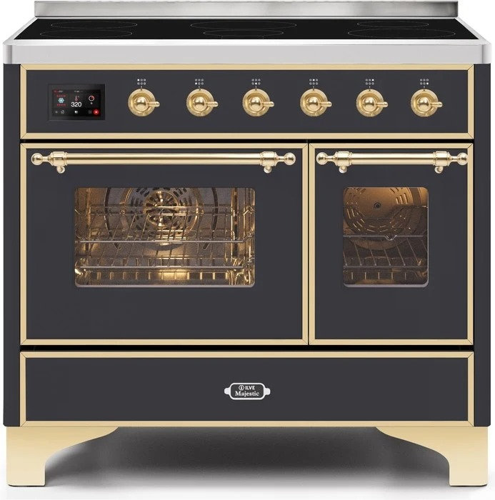 Majestic II 40" Freestanding Induction Range, Matte Graphite/Brass