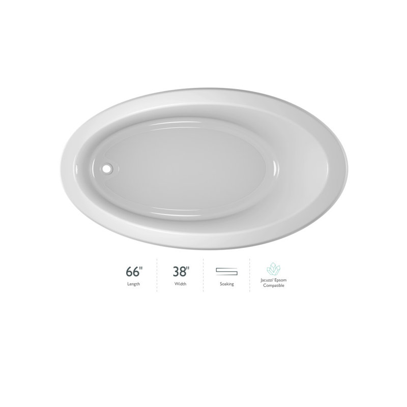 Signature® 71" x 38" Drop In Bathtub, White, Left, No