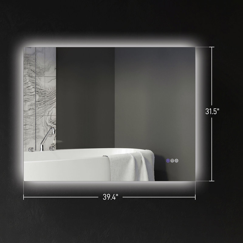 Miroir de salle de bain à DEL avec lumières, miroir à DEL rétroéclairé pour la salle de bain, anti-buée, mémoire, température de couleur infinie, miroir de meuble-lavabo mural à intensité variable, horizontal / vertical