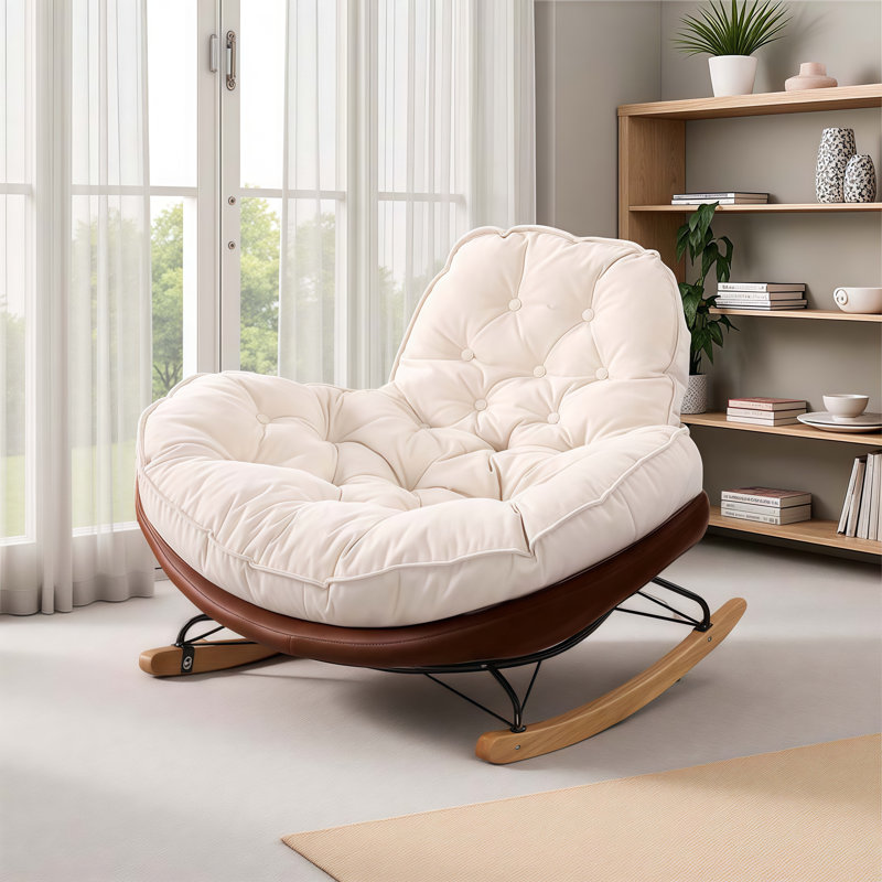 Chaise berçante rembourrée Kimbro, Café noir