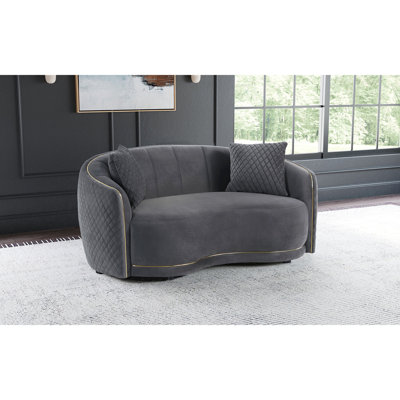 Lorraine Dark Grey Upholstered Curved Loveseat