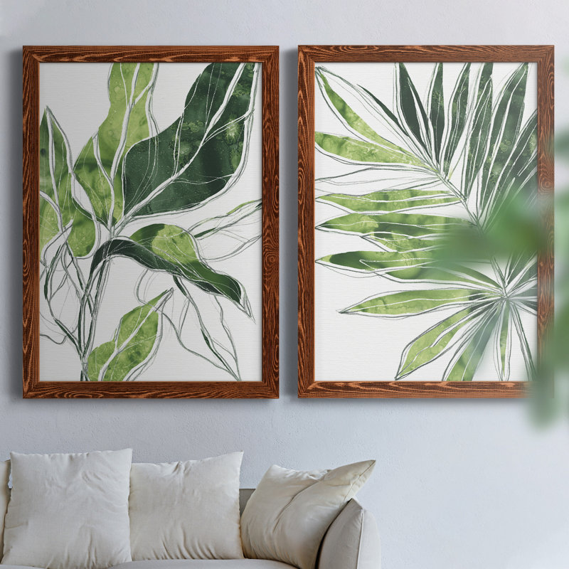 «Expressive Palm III», ensemble de 2 peintures sur toile encadrées, Brun, H 37,5 po x l 55 po x P 1,5 po