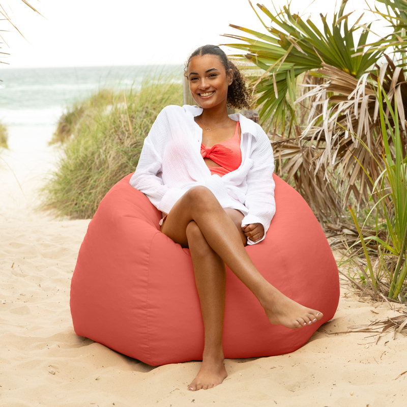 Jaron Kiss Outdoor Bean Bag Chair with Sunbrella Cover, Pink