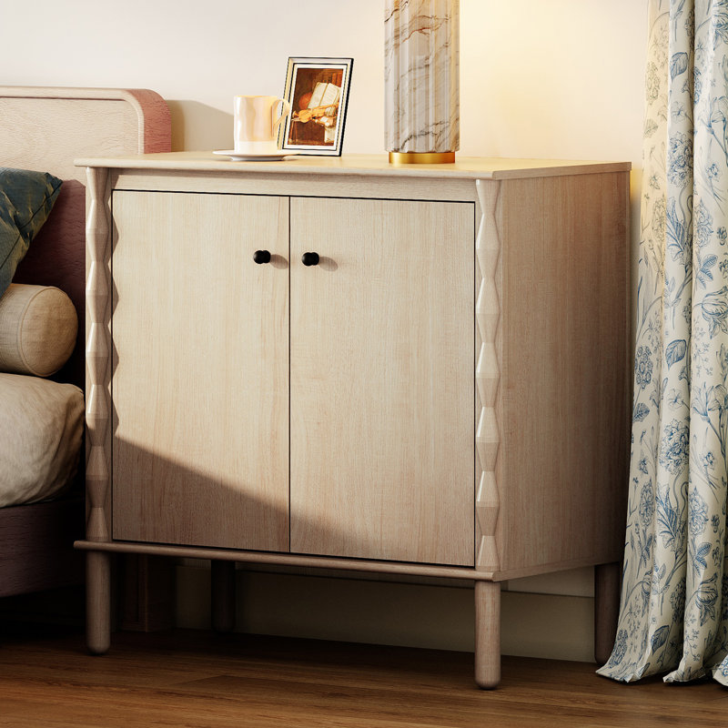 Obrian Nightstand with Door for Bedroom, End Table Side Table with Storage, Noyer, Ensemble de 2