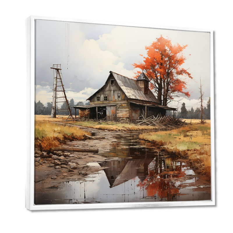 Art mural sur toile Barns, 44" H x 44" W, Cadre flottant blanc