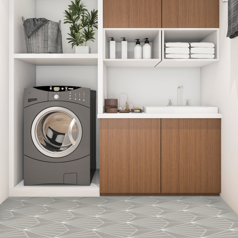 Spark C 7.87" x 9.09" Cement Patterned Wall & Floor Tile, Tangerine