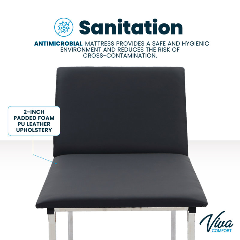Blue Foam-Padded Adjustable Medical Exam Table with Steel Frame