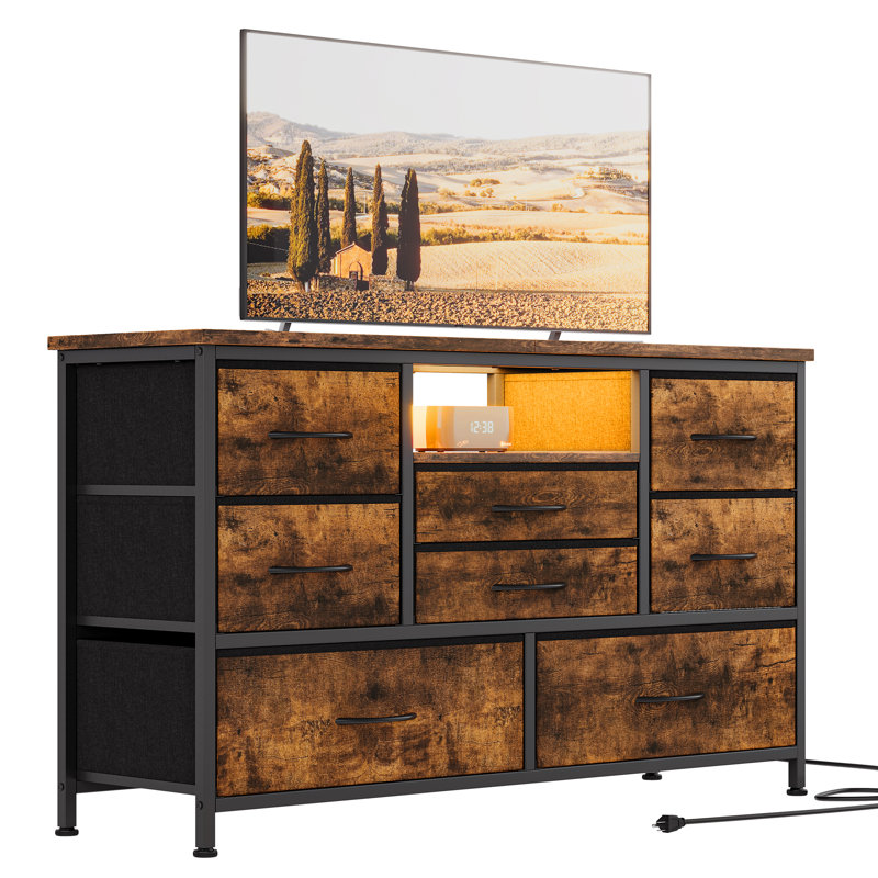 Commode 8 tiroirs Gracelee, Brun rustique