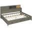 Lit de jour pleine grandeur en bois gris avec fonction de rangement, tablette et dispositif - Prises de charge pour lit de jour électronique, offrant 3 tiroirs, Tech-512148463-512148458