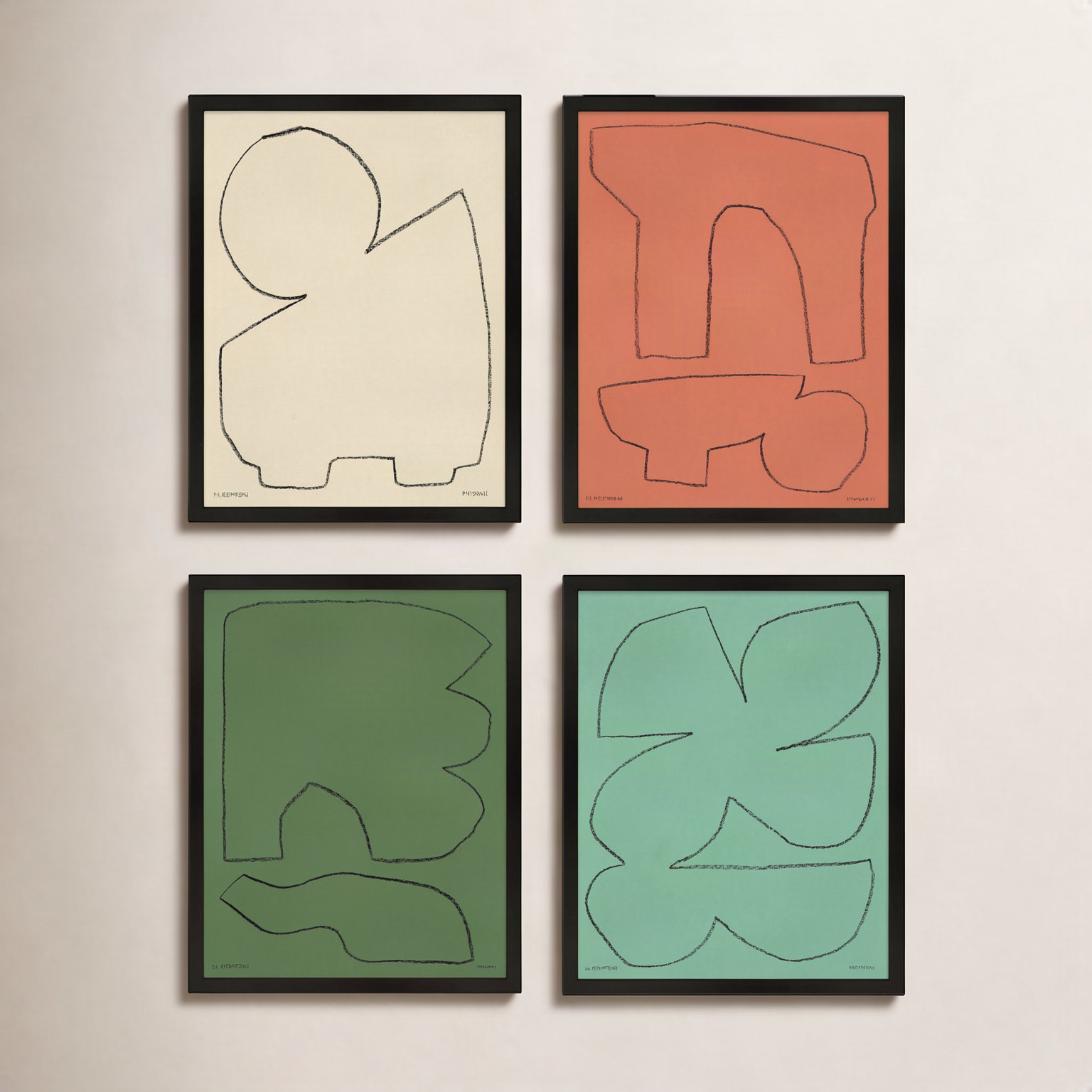 Freya "Earth 1" 4-Piece Print Set, 100" H x 80" W x 1.25" D, Black