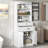 White Bathroom Storage Cabinet With Two Doors, Drawers, Adjustable Shelf & Three Open Shelves – Durable MDF Construction