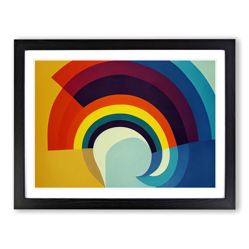 Blissful Modern Abstract Art - Single Picture Frame Print, 34cm H x 46cm W x 2cm D, Black