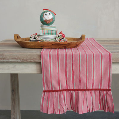 Ruffled Cotton Table Runner in Artisan Stripes