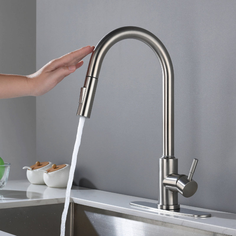 Robinet de cuisine tactile avec douchette extractible, Chrome chrome