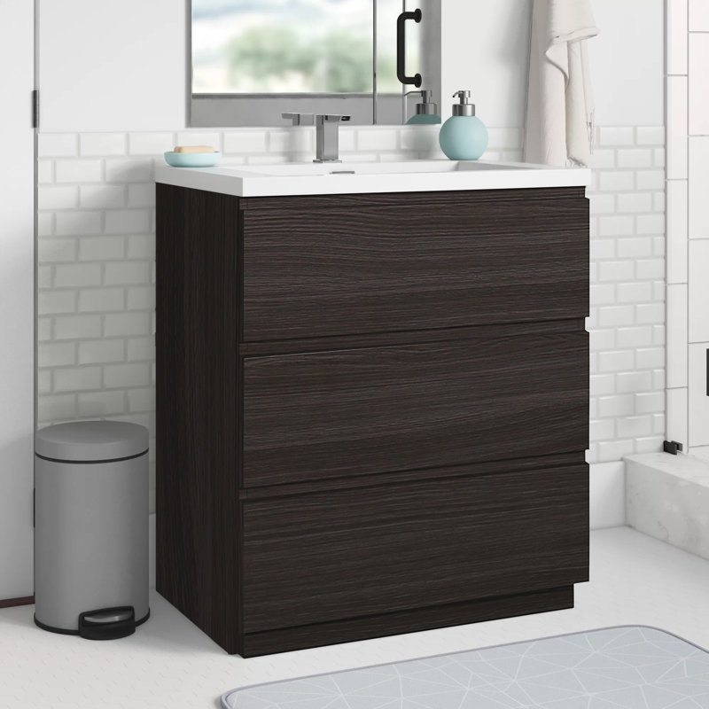 Ensemble de meuble-lavabo simple 29 po Ninel, Chêne gris foncé