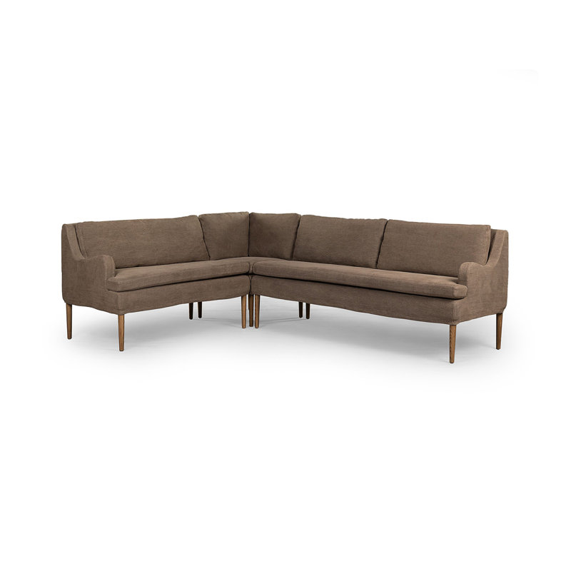 Aurelia Modular 3-Piece Slipcover Sectional, Broadway Coffee Linen, Left Hand Facing, 34.5" H x 99" W x 76" D