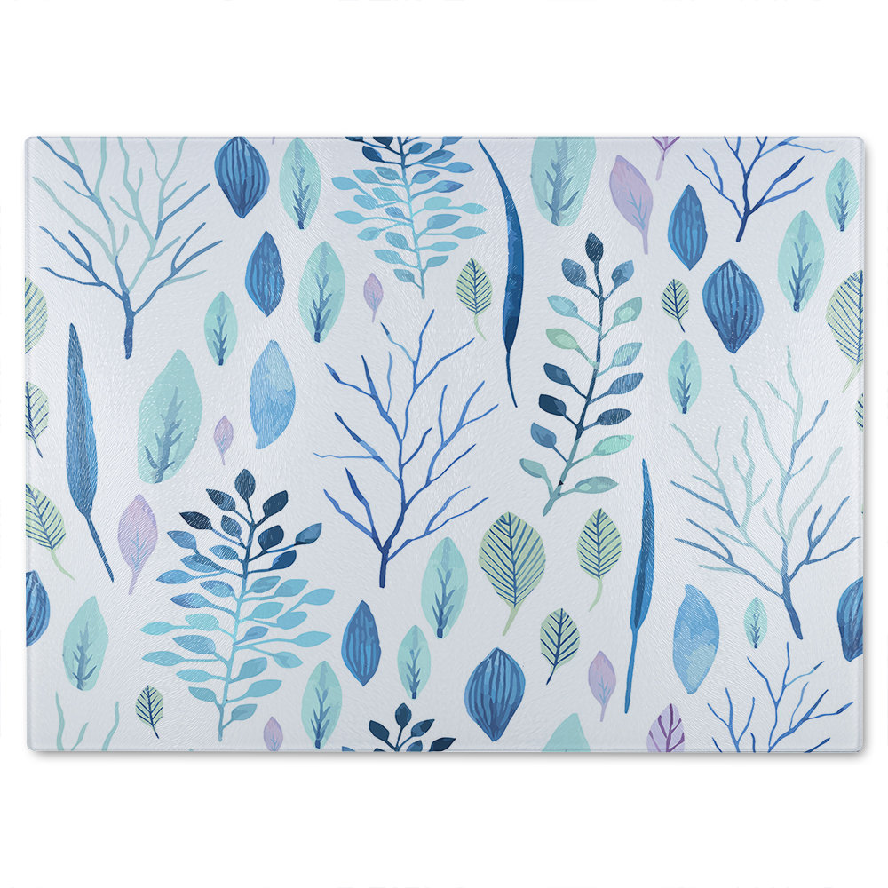 Winter Branches & Leaves Glass Chopping Board