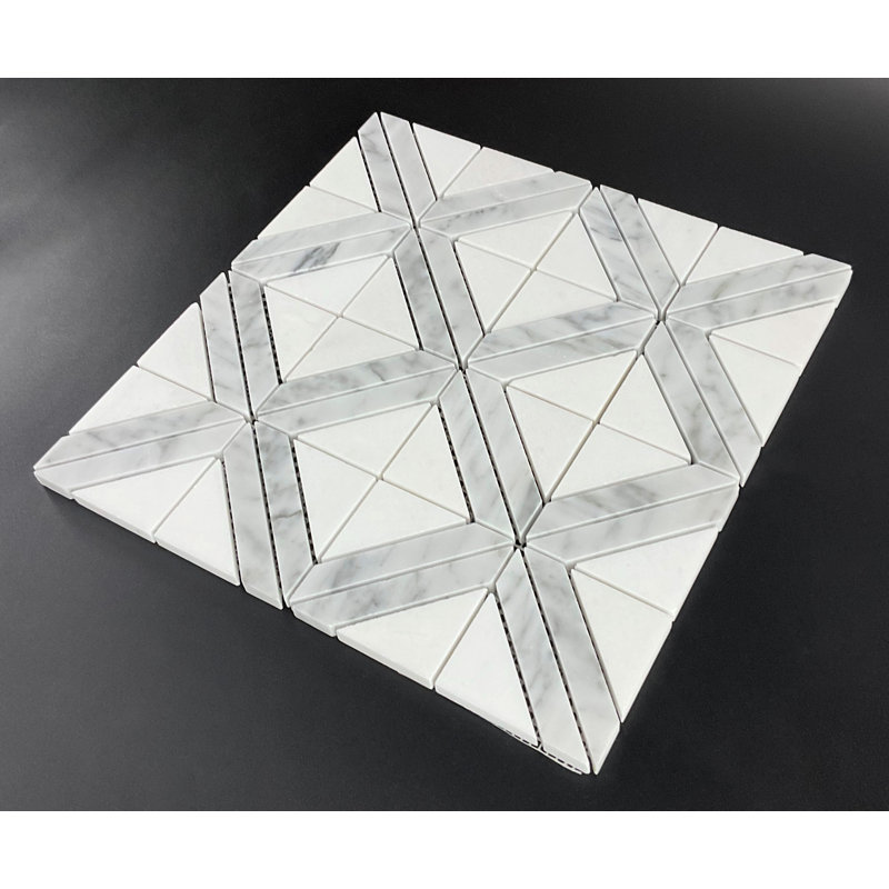 Natural Stone Mosaic Wall & Floor Tile, Thassos White/White Carrara
