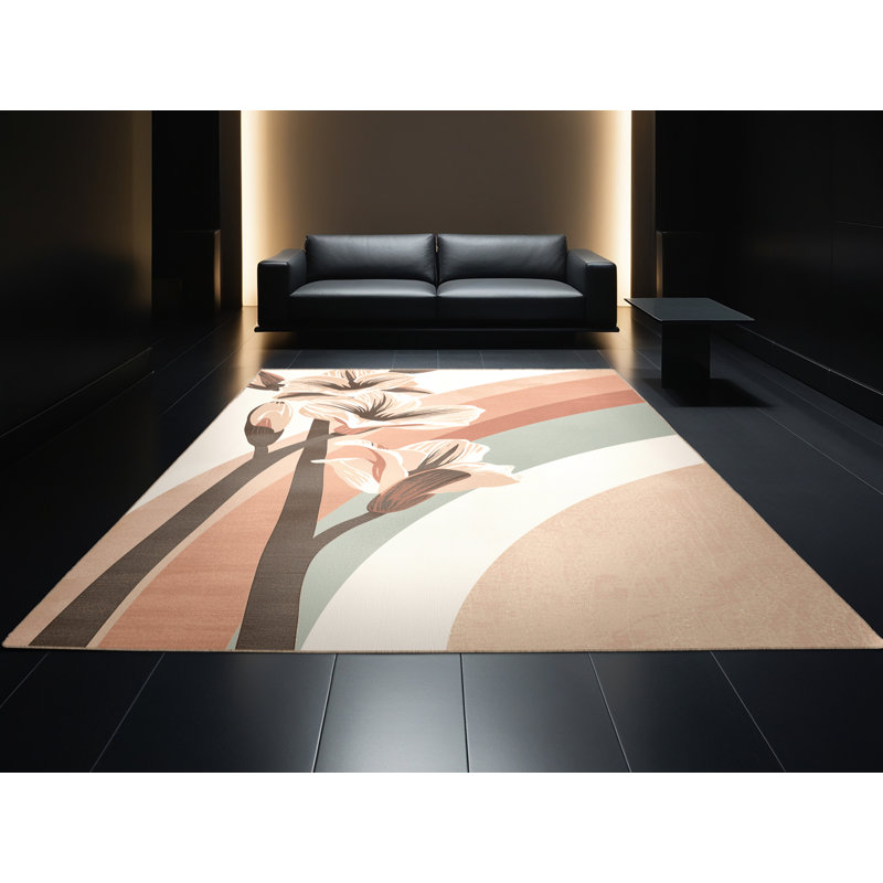 Tapis beige moelleux moelleux à motif éclectique Amaryllis, 8 x 12