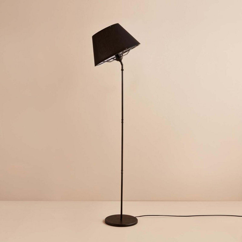 Modern Floor Lamp, Black, 59.1 inches Tall | 100% PVC Shade, 100% Metal Frame, Plastic Base | E27 Socket, Max 40W | Stylish & Functional Lighting for Living Room, Bedroom, Office | 78.7 inches Cable Length