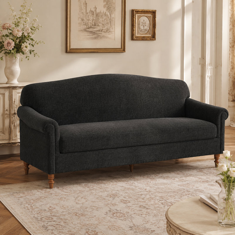 Causeuse en chenille d'inspiration française Rovēna, Dark Grey
