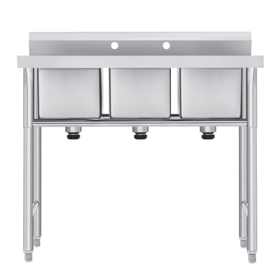 39-in Triple-basin Utility Sink Free Standing Laundry Kitchen Sink