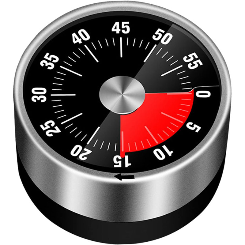 Kitchen Timer Magnetic, Visual Timer for Kids,60-Minute Visual Countdown Timer with Loud Alarm, Black