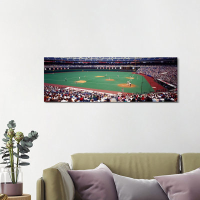 Spectator Watching A Baseball Match, Veterans Stadium, Philadelphia, Pennsylvania, USA by Panoramic Images - Wrapped Canvas Panoramic Print