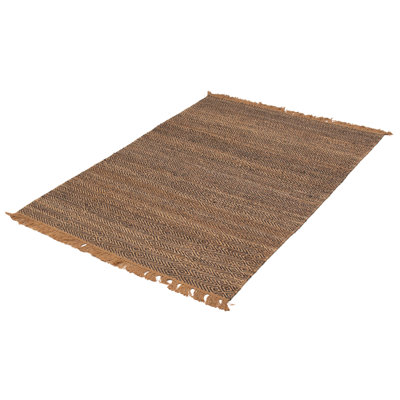 Tapis brun clair / gris en jute tissé à plat à la main Partingt