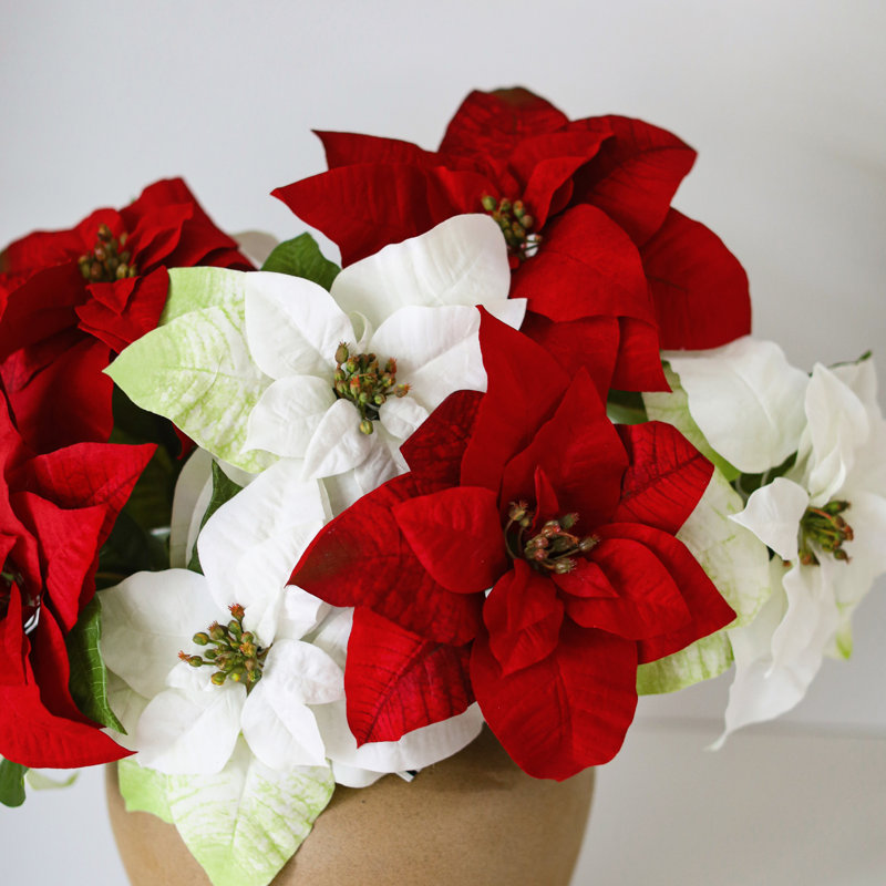 Poinsettia Faux Floral, Red