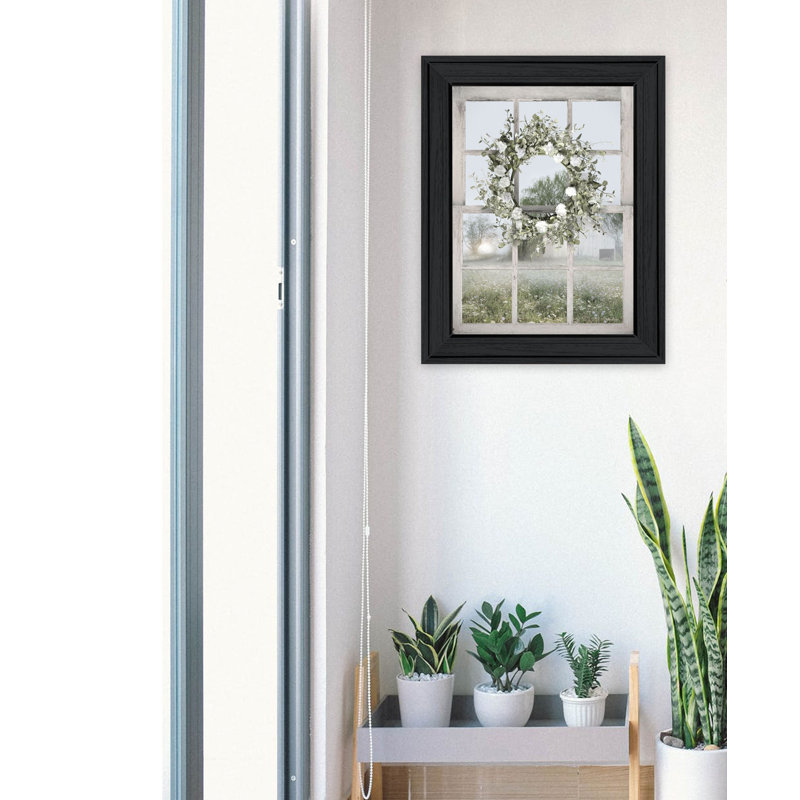 «Spring Farm View», art mural encadré pour le salon et la maison par Lori Deiter, L 15 po x H 19 po, Cadre noir