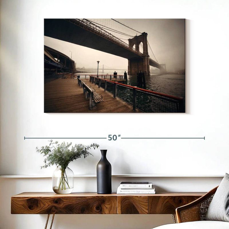 Lilie Foggy Brooklyn Bridge, H 26 po x l 39 po