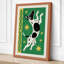 Leaping Cow in Green Geometric 1 Piece Wrapped Canvas Wall Art-1262235488-1262235489