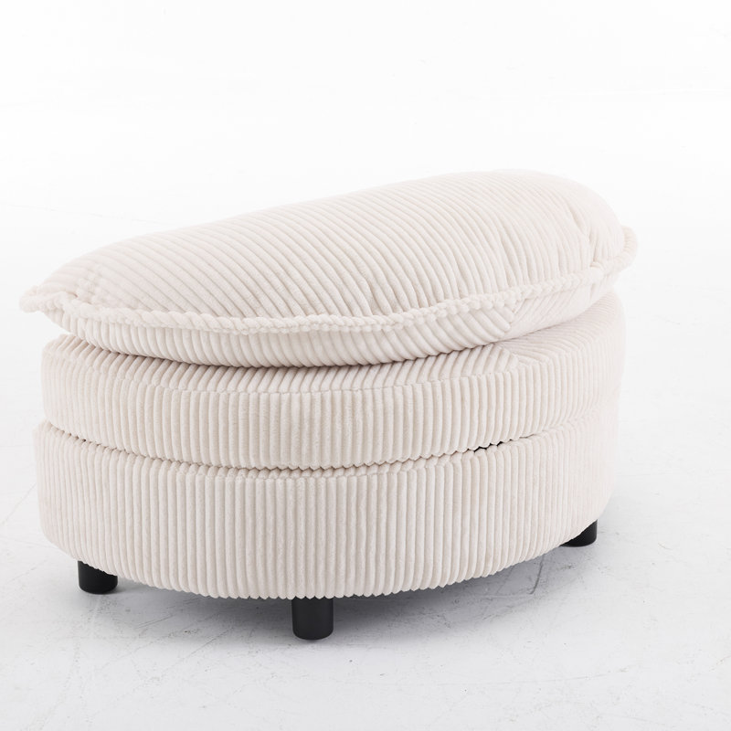 Repose-pieds en velours côtelé, Beige