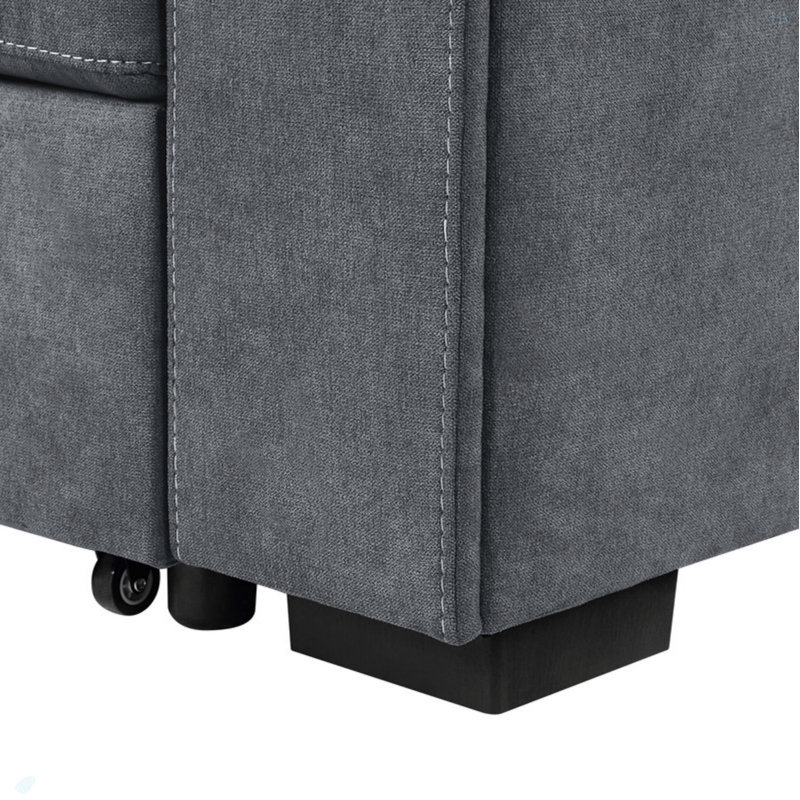 Canapé-lit modulaire réversible en tissu tissé avec porte-gobelet de rangement