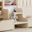 Grand lit de rangement avec tablettes et tiroirs, escalier de sécurité et rails, cadre de lit multifonctionnel, beige-1797735082