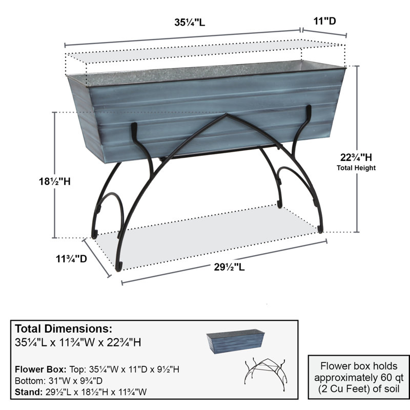 Metal Elevated Planter, Nantucket Blue