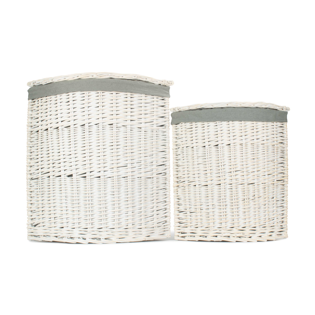 Wicker 2 Piece Corner Laundry Basket Set With Lining