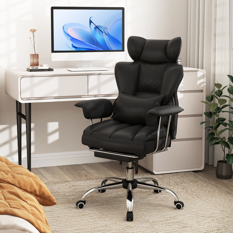 Chaise de bureau avec appui-tête Nobert, Noir