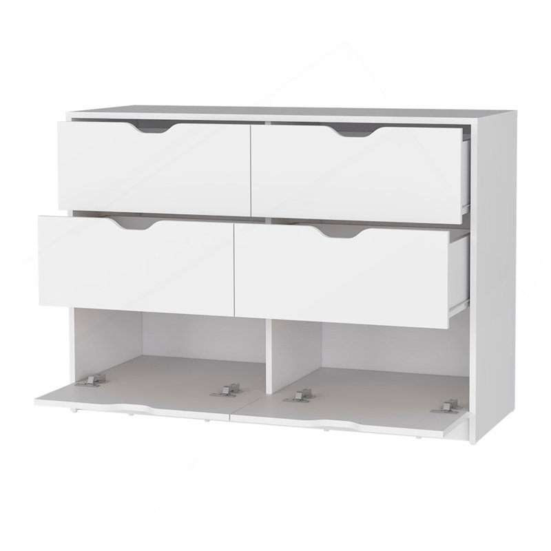 Commode 4 tiroirs avec 2 armoires Dillon, Blanc