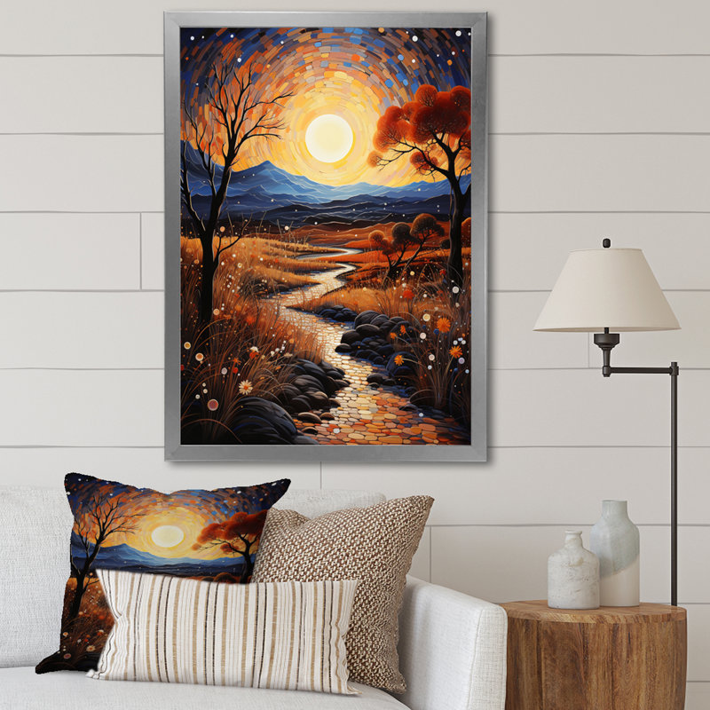 Hoeke Desert Wilderness Pointillism sur impression sur toile, Cadre photo argenté, H 40 po x l 30 po x P 1,5 po