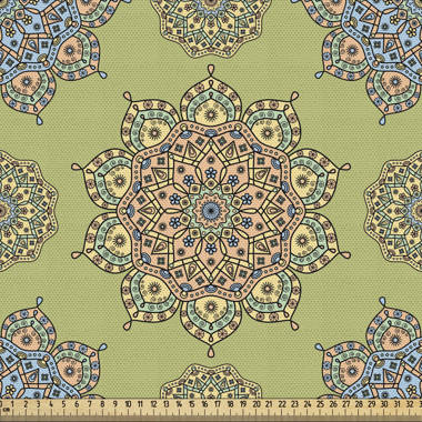 Ambesonne Mandala Boho Fabric by The Yard Colorful Abstract