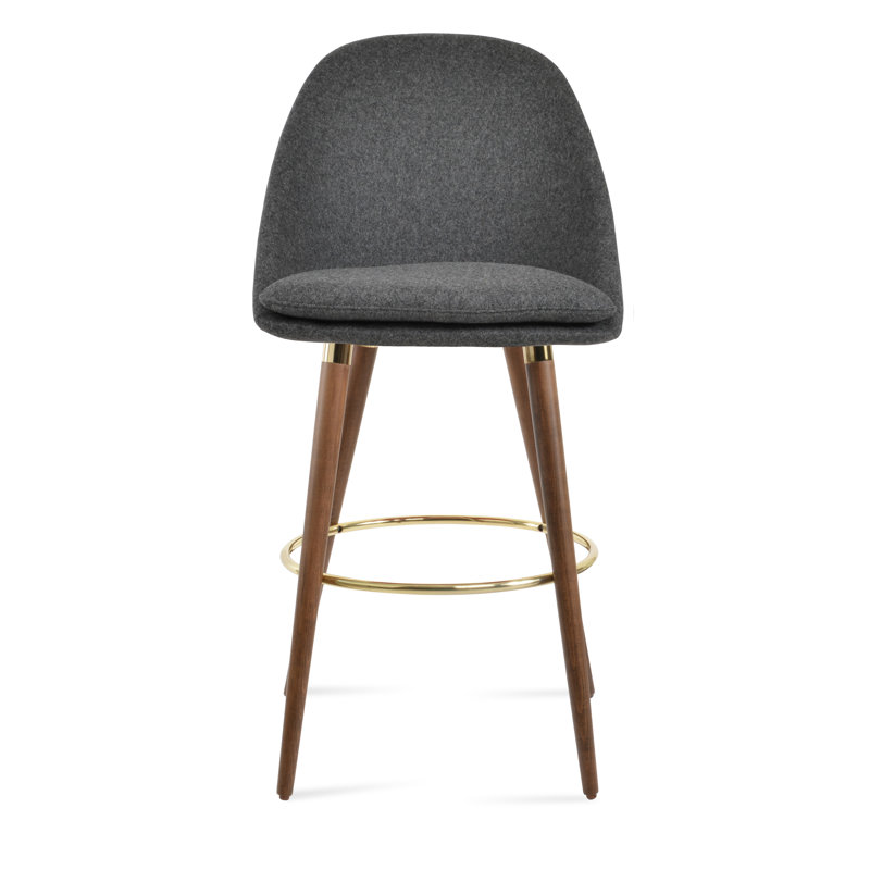 Avanos GZ Wood Stool, Counter Stool (24" Seat Height), Era Red, Walnut/Gold
