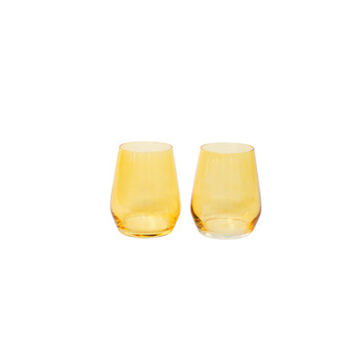 Verre à vin de couleur jaune soleil - ensemble de 2 - sans pied